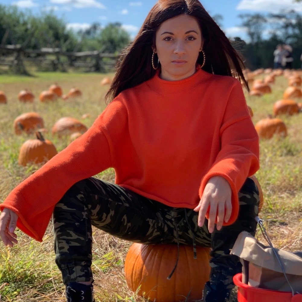 Olivaceous Orange Cropped sweater top